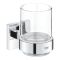 Стакан стеклянный Grohe QuickFix Start Cube с держателем, хром