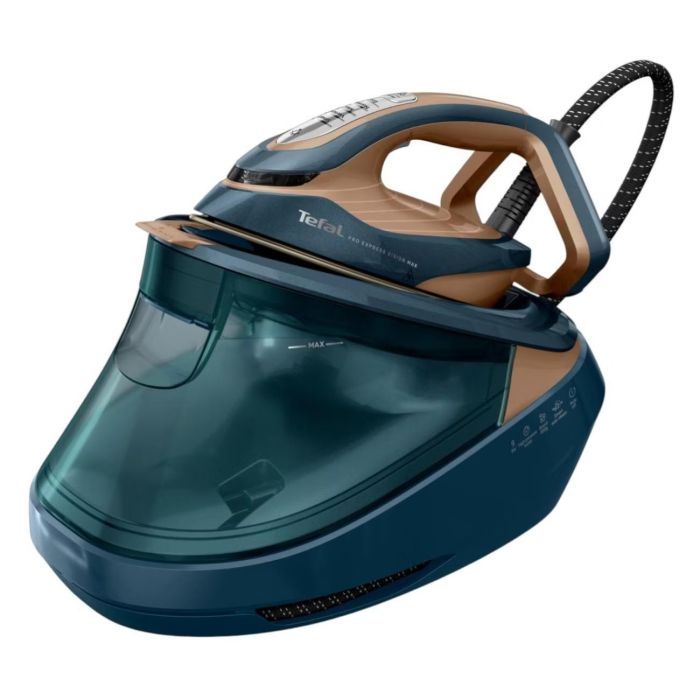 Утюг-парогенератор Tefal Express Vision Max, 3000Вт, 1800мл, паровой удар -850гр, постоянный пар - 215гр, керам. подошва, сине-золотой