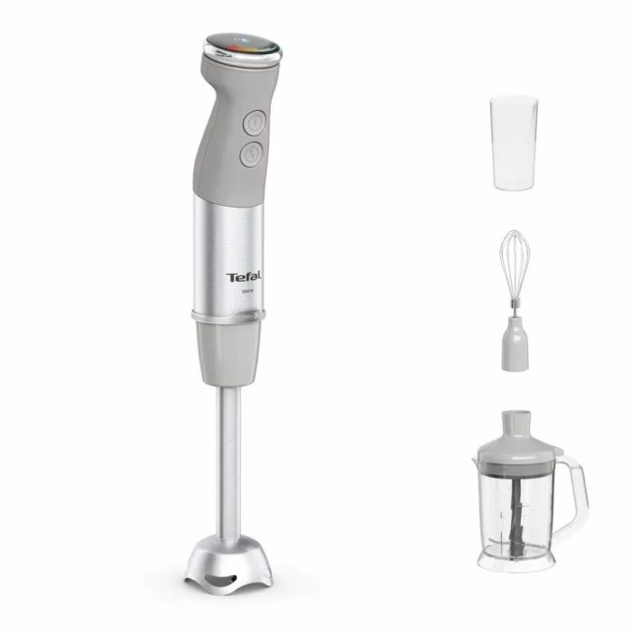 Блендер Tefal погружной Quickchef+ 1000Вт, 3в1, чаша-800мл, чопер-1000мл, турборежим, серебристо-серый