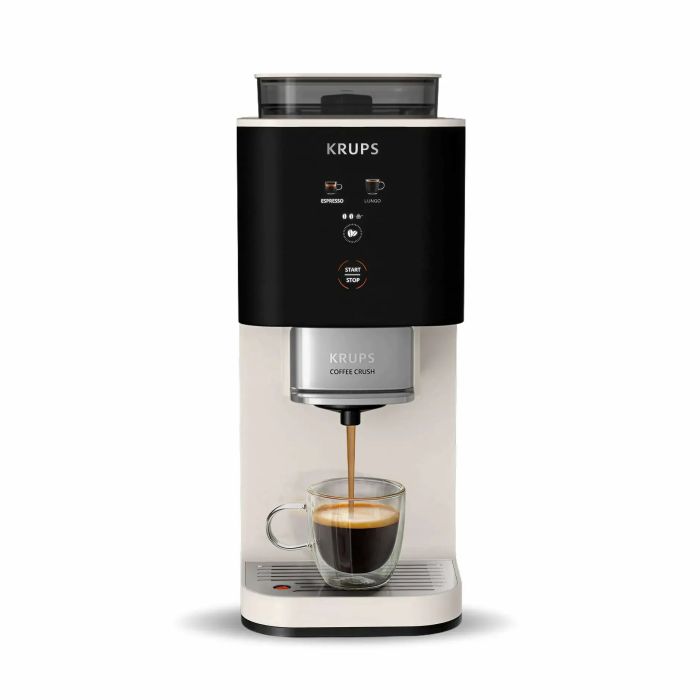 Кавомашина Krups Coffee Crush, 1.8л, зерно, ОLED дисплей, авторецептів - 2, метал, чорно-бежевий