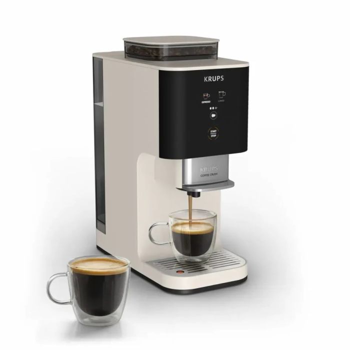 Кофемашина Krups Coffee Crush, 1,8л, зерно, OLED - дисплей, авторецептов - 2, черно-бежевый
