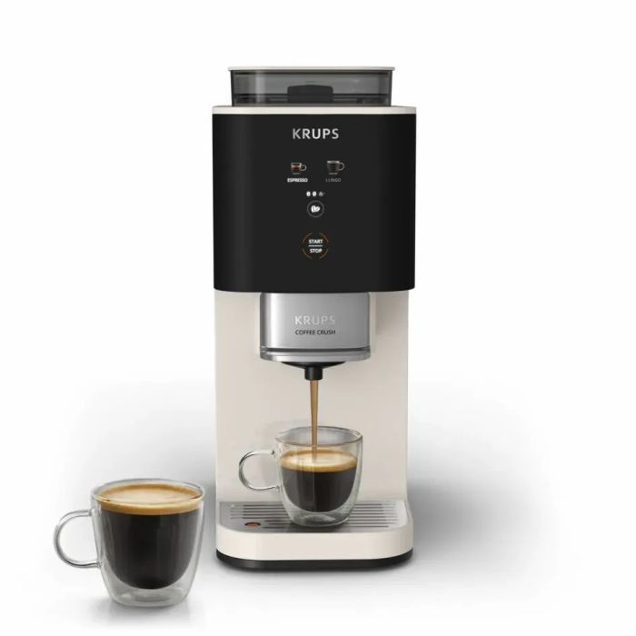 Кофемашина Krups Coffee Crush, 1,8л, зерно, OLED - дисплей, авторецептов - 2, черно-бежевый
