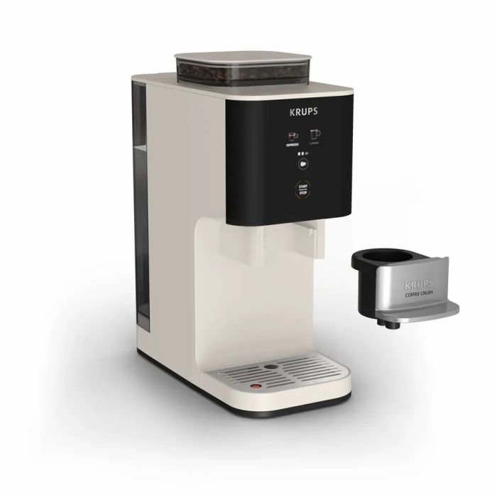 Кофемашина Krups Coffee Crush, 1,8л, зерно, OLED - дисплей, авторецептов - 2, черно-бежевый