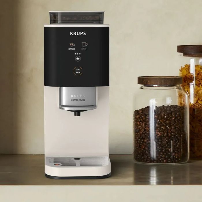 Кофемашина Krups Coffee Crush, 1,8л, зерно, OLED - дисплей, авторецептов - 2, черно-бежевый