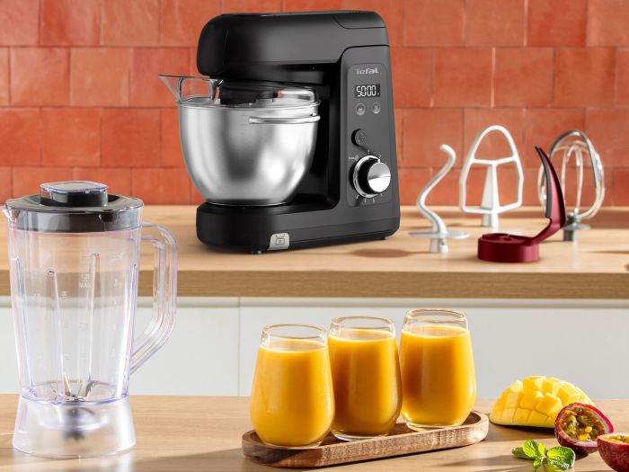 Кухонная машина Tefal Bake Partner + 1100Вт, чаша-металл, корпус-пластик, насадок-9, черный