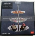 Блюдо 3-х ярусне Ardesto Gemini, 30х30х38.5см, скло, нержавіюча сталь, прозорий