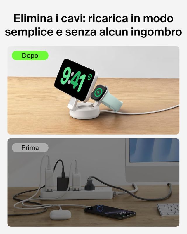 Беспроводное зарядное устройство Belkin Convertible Pro 2-in-1 Magnetic Charging 25Вт Dock, Sand