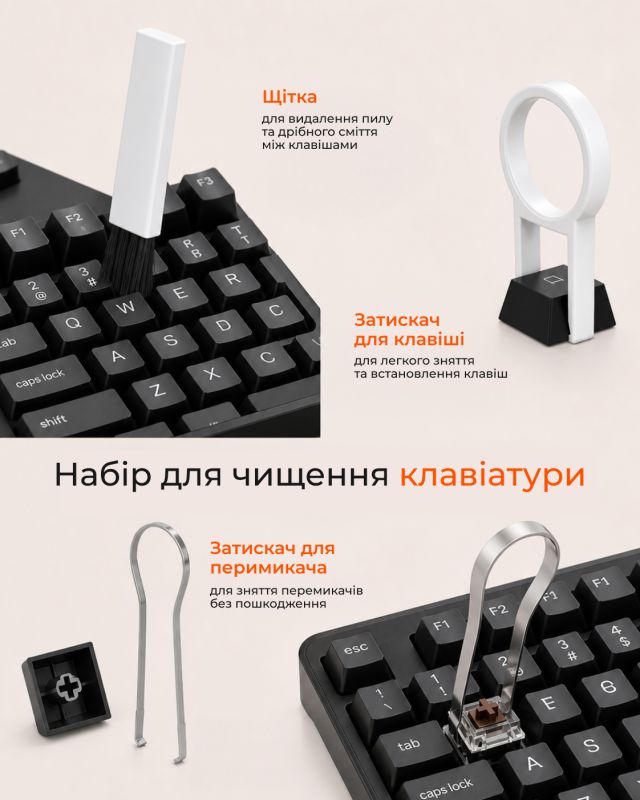 Чистящий набор 2E для оргтехники 20в1, бело-оранжевый