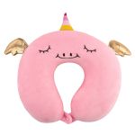 Подушка для шиї ARDESTO Travel Unicorn 30х30см, поліуретанова піна, рожевий