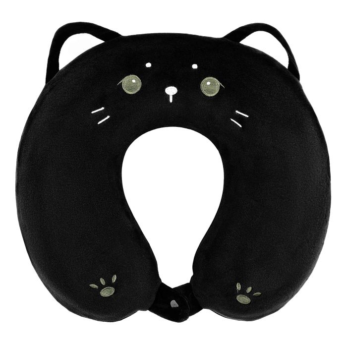 Подушка для шиї ARDESTO Travel Black Cat 30х30см, поліуретанова піна, чорний