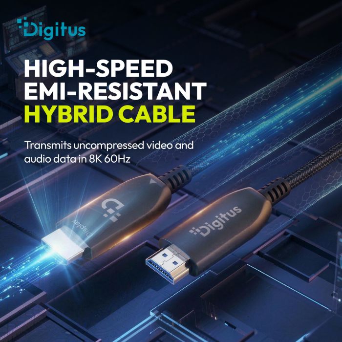 Кабель DIGITUS HDMI UHD 8K, AOC hybrid-fiber, type A M/M, 50м, черный