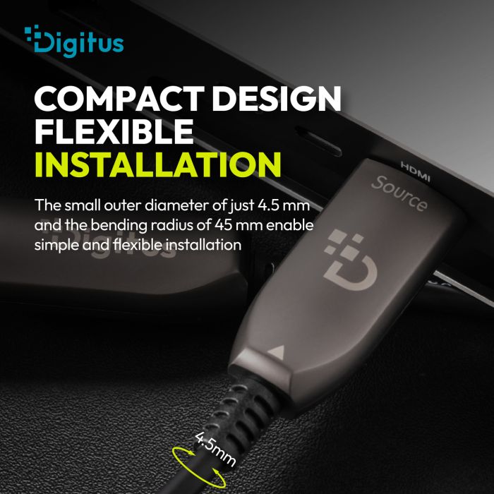 Кабель DIGITUS HDMI UHD 8K, AOC hybrid-fiber, type A M/M, 50м, черный