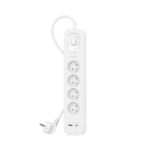 Подовжувач мережевий Belkin 2м, 4хТипE, 16А, USB-A/USB-C 18Вт, фільтр, білий