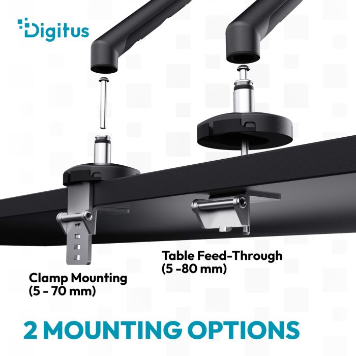 Кріплення DIGITUS Monitor Clamp, до 35"/10кг, з нахилом, поворотом, чорне