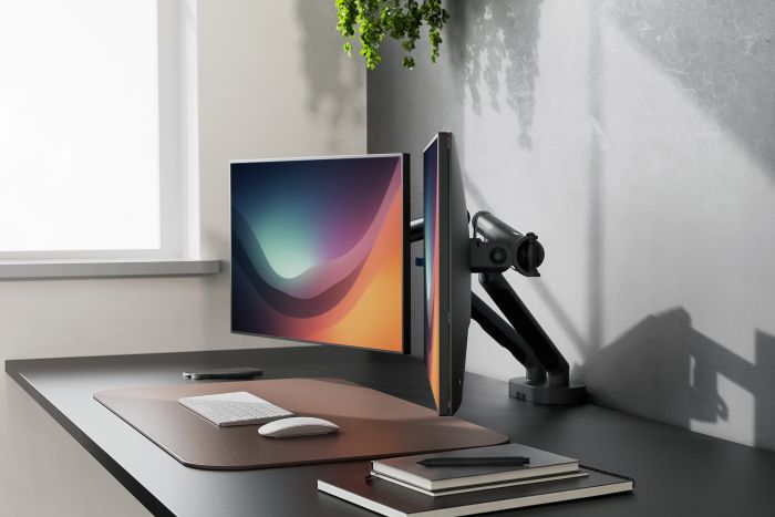 Крепление DIGITUS Dual Monitor Clamp, 2 x до 35"/10кг, с наклоном, поворотом, черное