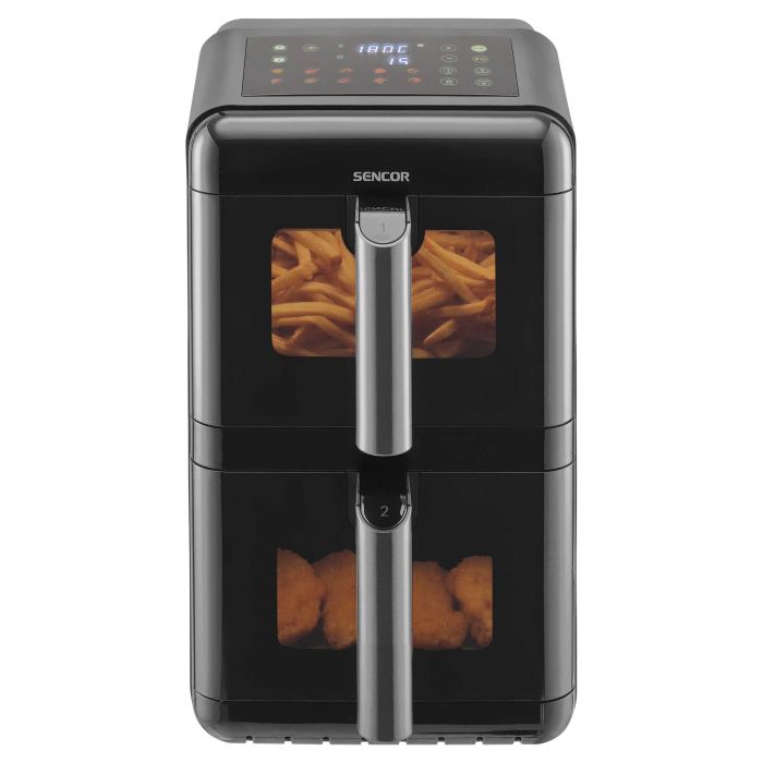 Мультипечь Sencor Dual Vita Fryer, 3000Вт, чаша-5.8/5.8л, сенсорное управл., 2 чаши, гриль, пластик, черный