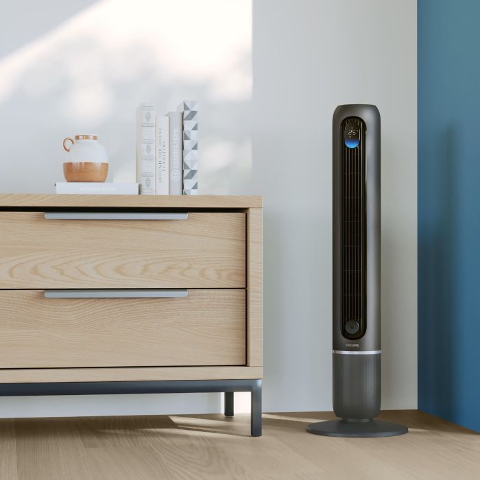 Вентилятор Philips колонний Series 7000, 30Вт, пульп ДУ, режим " Бриз", сенсорний дисплей, таймер, темно-сірий