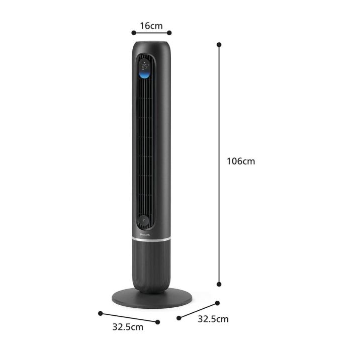 Вентилятор Philips колонний Series 7000, 30Вт, пульп ДУ, режим " Бриз", сенсорний дисплей, таймер, темно-сірий