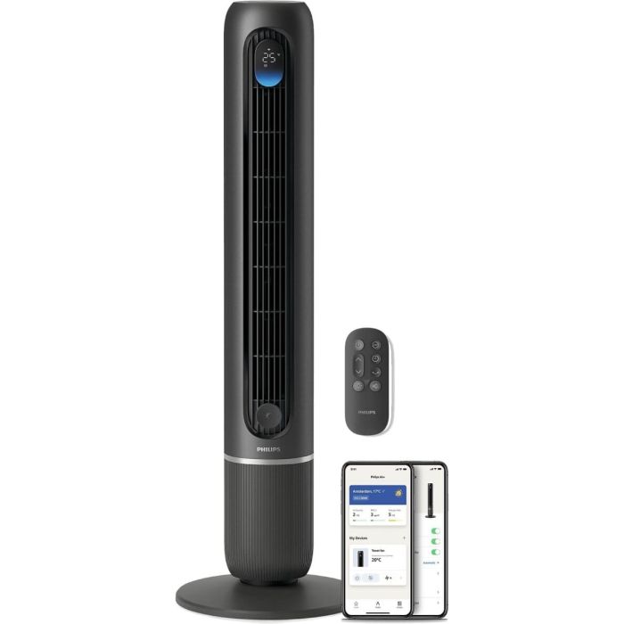 Вентилятор Philips колонний Series 7000, 30Вт, пульп ДУ, режим " Бриз", сенсорний дисплей, таймер, темно-сірий