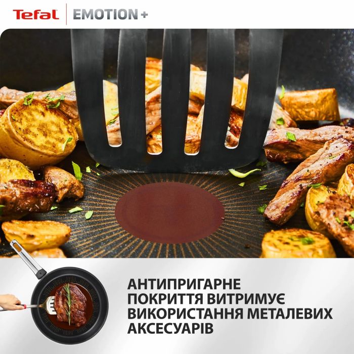 Сковорода для блинов Tefal Emotion+, 25см, нержавеющая сталь, бакелит, черный