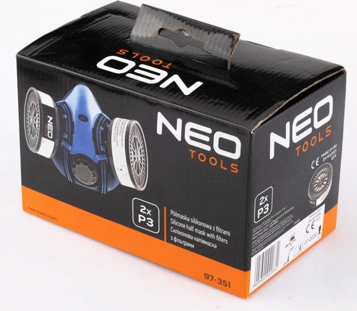 Маска защитная Neo Tools, силиконовая, 2 фильтра P3