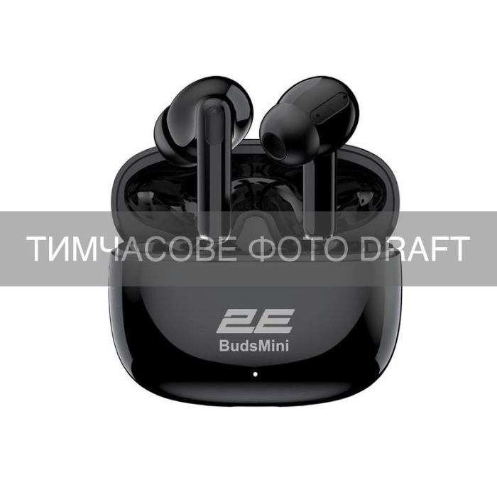 Навушники TWS 2E BudsMini, BT 6.0, IPX4, SBC, Touch control, Mic, чорний