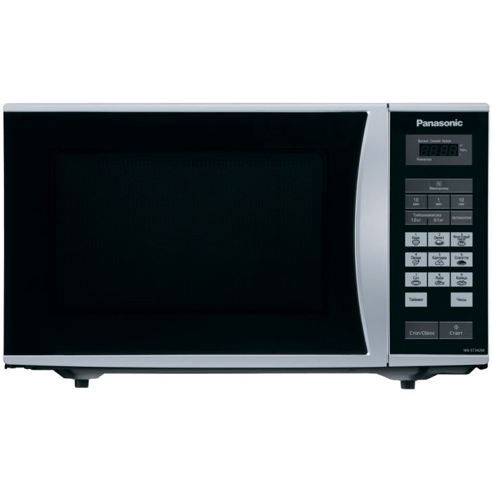 Мікрохвильова піч Panasonic, 25л, 800Вт,  РК дисплей, відкр.ручкою, сріблястий металік