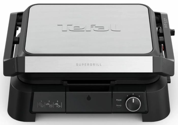 Гриль Tefal прижимний SuperGrill 4in1 2000Вт, темп. режимів-3, з`ємні пластини, метал