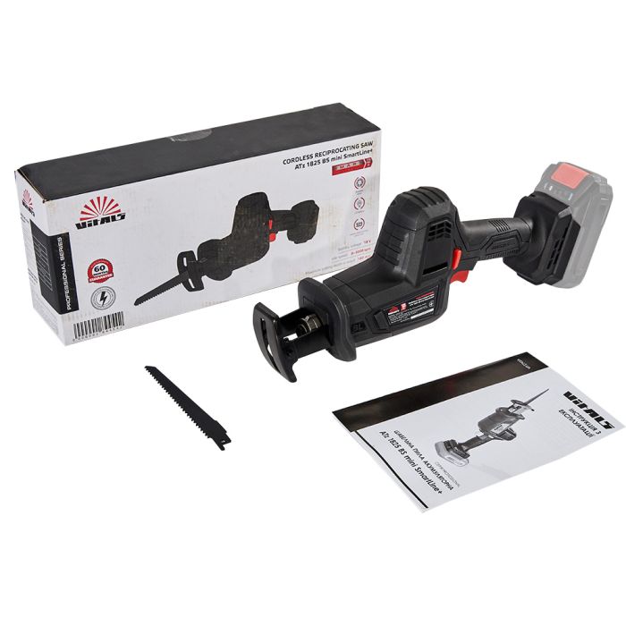 Пила шабельна акумуляторна Vitals Professional  ATz 1825 BS mini SmartLine+ 18В пропил 180мм хід 25.4мм 1.8кг без АКБ та ЗП