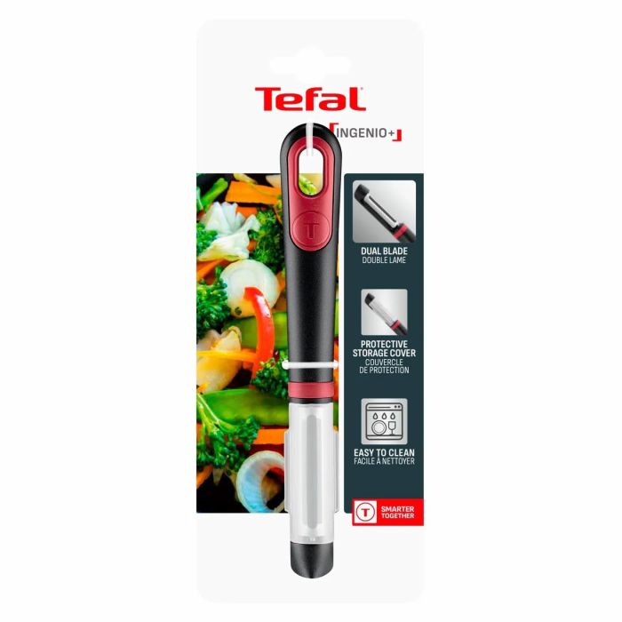 Овощечистка Tefal Ingenio+, нержавеющая сталь, пластик, красно-черный