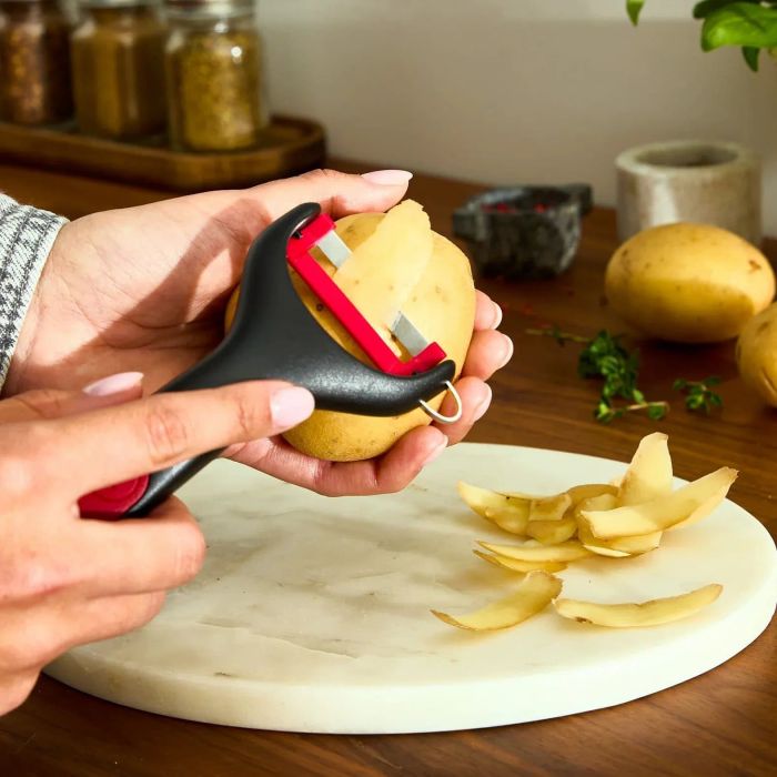Овощечистка Tefal Ingenio+, нержавеющая сталь, пластик, красно-черный