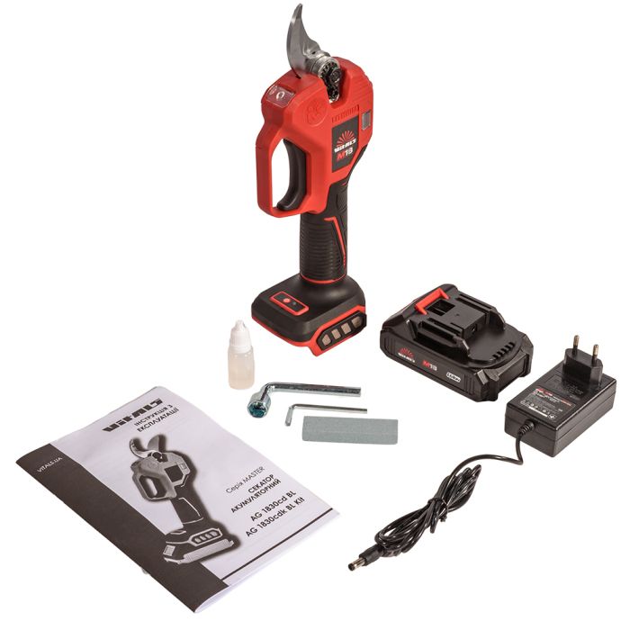 Секатор акумуляторний  Vitals Master AG 1830cdk BL Kit 18В акб 2А·год d різа 30мм 1.5кг кейс