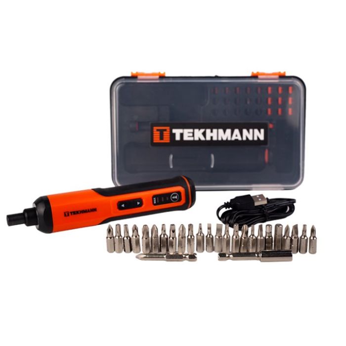 Отвертка аккумуляторная Tekhmann TCS-3.6/2000 KIT 3.6В 1х2А·час 5Нм 250об/мин 0.25кг кейс
