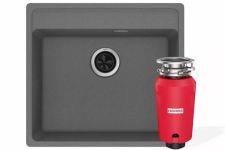 Комплект - мийка MRG 610-52 TL фраграніт, сірий камінь, 114.0668.868 і подрібнювач харч. відходів SLIM 50, 134.0715.098, вкл. Сифон