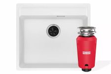 Комплект - мийка MRG 610-52 TL фраграніт, білий, 114.0668.820 і подрібнювач харч. відходів SLIM 50, 134.0715.098, вкл. Сифон