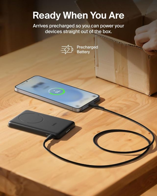 Портативное зарядное устройство Power Bank Belkin 5000мАч, Slim Magnetic Wireless, черный