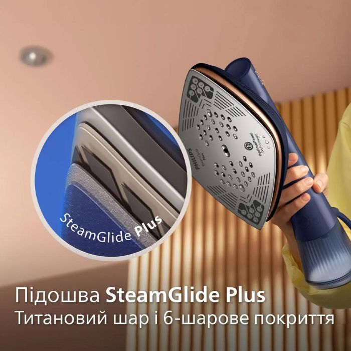 Отпариватель-утюг Philips OneTurn, 1800Вт, 200мл, паровой удар -90гр, поворот для смены функции, алюминий, синий