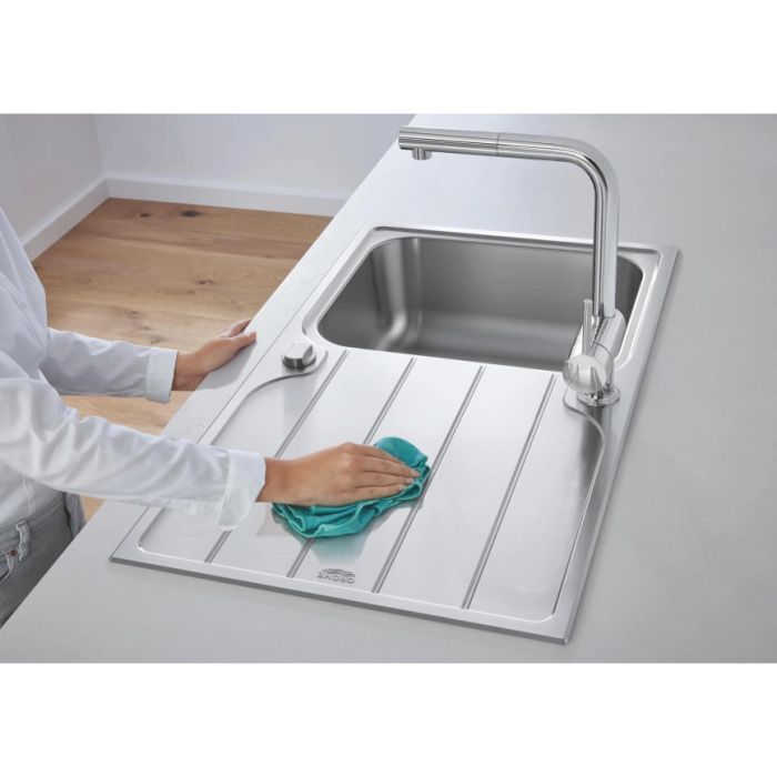 Мойка кухонная Grohe K500 прямоугольная, с крылом, 1000x500x200мм, врезная, нержавеющая сталь.