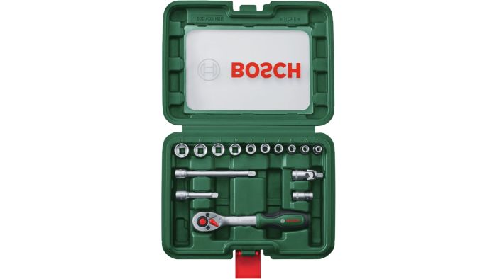 Набор торцевых головок Bosch, 1/4" с трещоткой 15шт 0.574кг