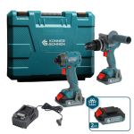Набір із двох акумуляторних інструментів Konner&Sohnen KS IDISD 20V SET 2 PLUS 20В шурупокрут-дриль ударний, гвинтоверт ударний KS ISD20V-260-4, ЗП 2А акб 2х2А·год кейс 6кг