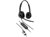 Гарнітура комп'ютерна стерео On-ear HP Poly Mission 425, USB-A, USB-C, Uni-mic, AI noise cancelling, Cертифікати Teams, Zoom, Google Meet, чорний
