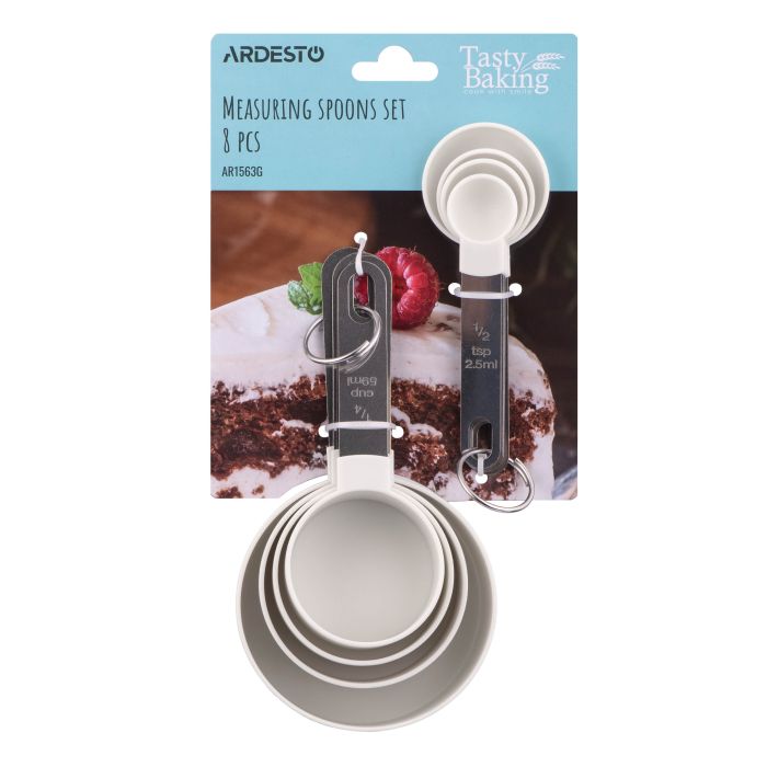 Набор мерных ложек ARDESTO Tasty Baking, 8шт, пластик, нержавеющая сталь, серый светлый