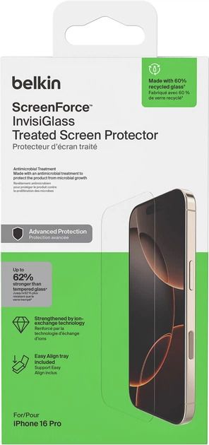 Захисне скло Belkin для iPhone 17/16 Pro Invisiglass (1 Pack)