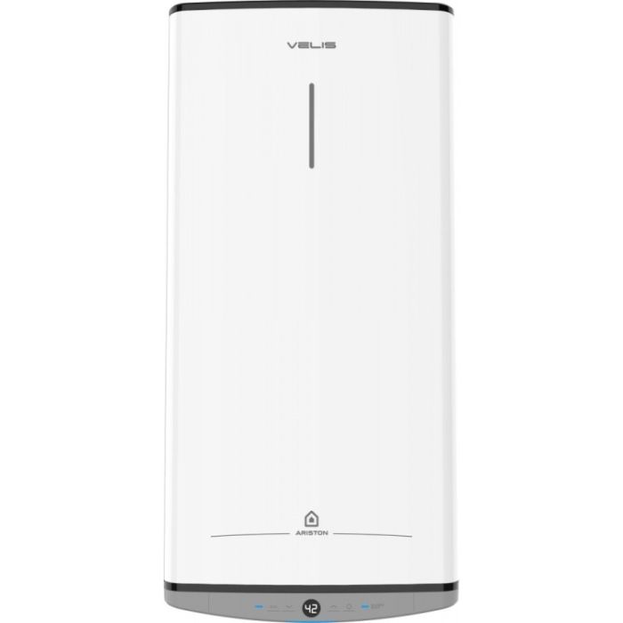 Водонагрівач електричний Ariston VELIS DUNE 80 EU плаский, слім, 80л, 2*1,5 кВт, емал. нагр. ел, ун. монтаж, ел. кер-ня, B, Італія, білий