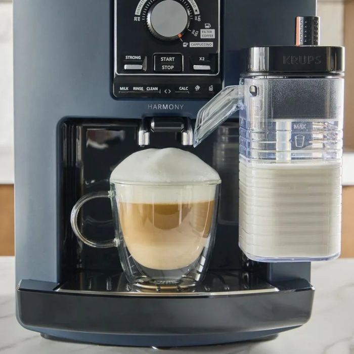 Кофемашина Krups Harmony Milk 1.7л, зерно, автомат.капучинатор, авторецептов - 5, синий