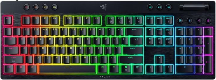 Клавиатура механическая Razer BlackWidow V4 Low-profile HyperSpeed, 104key, Orange Switch, USB-A/WL/BT, EN, RGB, чёрный