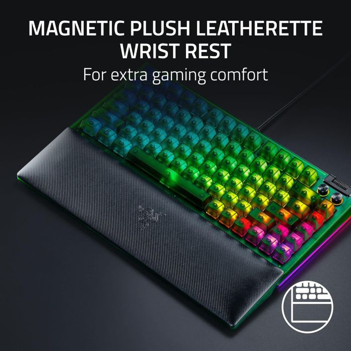 Клавиатура механическая Razer BlackWidow V4 75%, 83key, Mechanical Tactile Switch GEN-3, USB-A, EN, RGB, Phantom Green Ed.