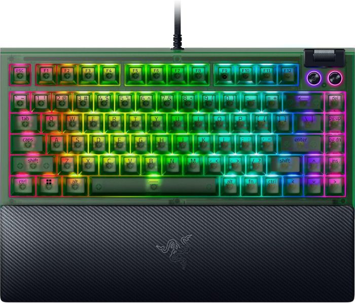 Клавиатура механическая Razer BlackWidow V4 75%, 83key, Mechanical Tactile Switch GEN-3, USB-A, EN, RGB, Phantom Green Ed.