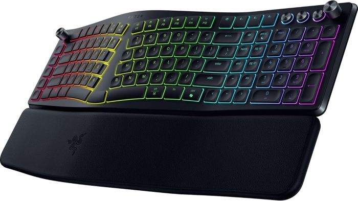 Клавиатура мембранная Razer Pro Type Ergo, 118key, USB-A/WL/BT, EN, RGB, чёрный