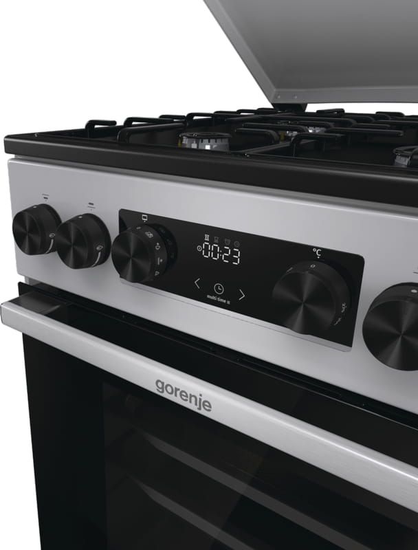 Плита Gorenje комби, 70л, 50x60см, металлич. кришка, дисплей, IconLed,эмалированные, серый